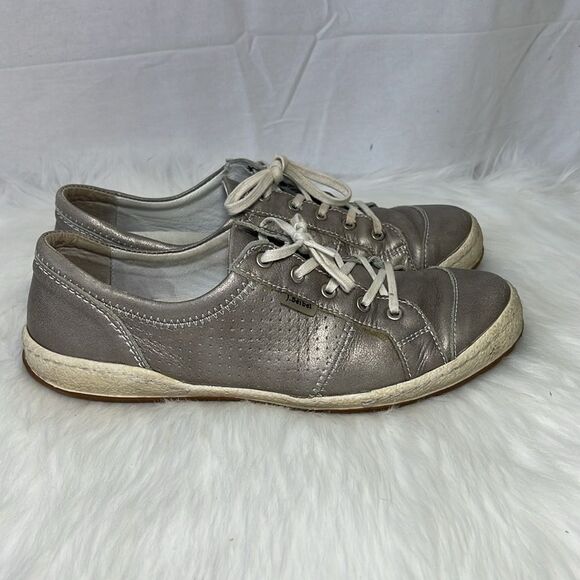 Josef Seibel Caspian Silver Leather Sneakers Sz 41/US 10-10.5 - Picture 4 of 6